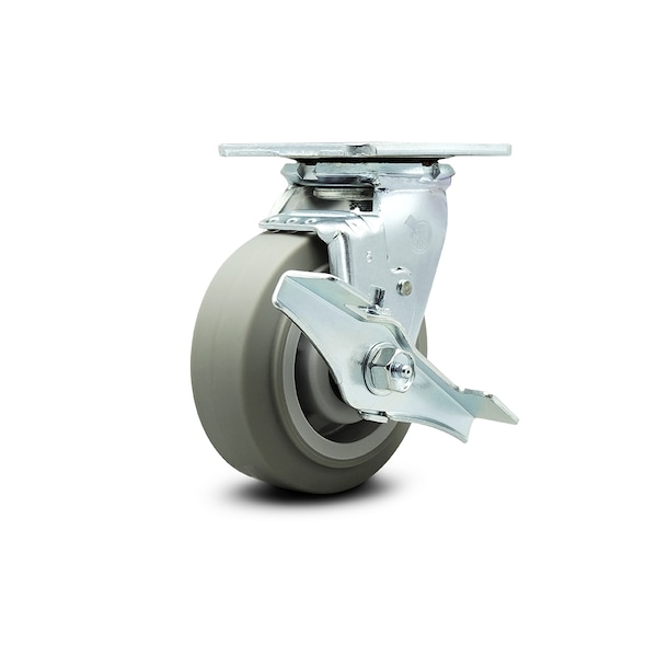 5 Inch Thermoplastic Rubber Swivel Caster with Ball Bearing and Brake SCC
